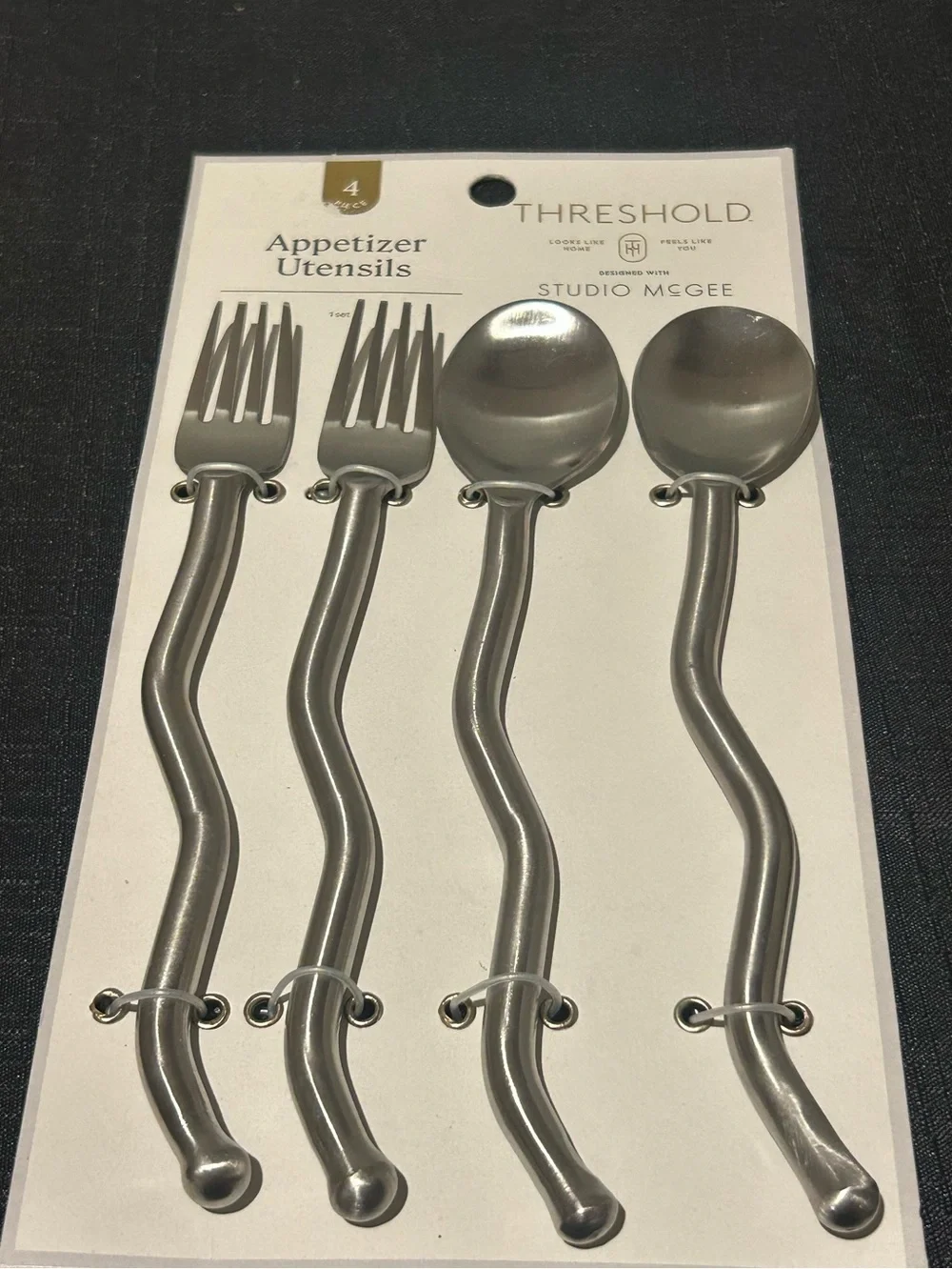Threshold Silver Wavy-Handle Appetizer Utensils Set - 4 Pc